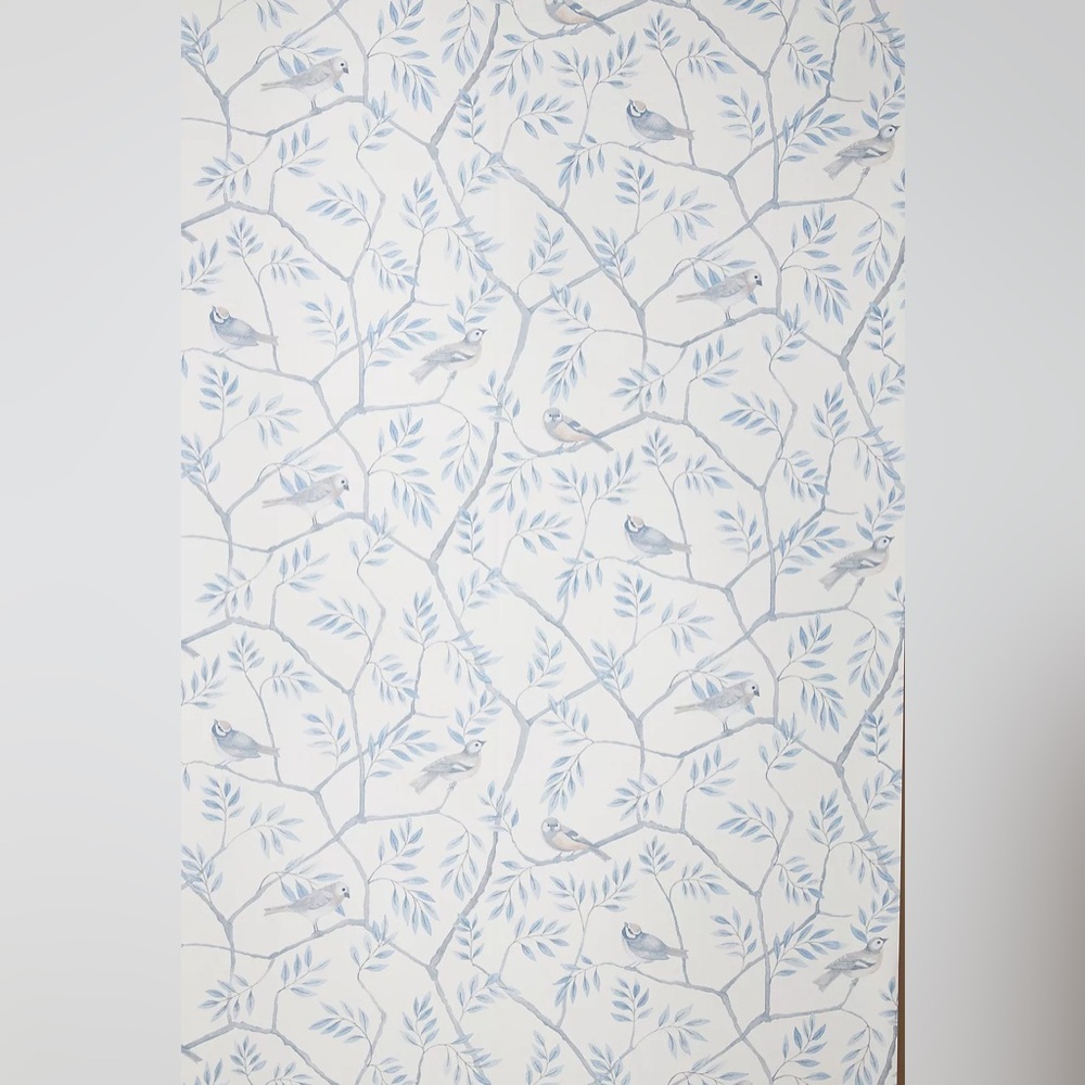 Anthropologie Morgongava Crossbill Light Blue Floral Bird Wallpaper NWT